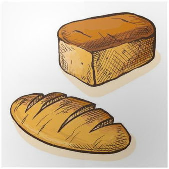 Watercolor Fresh Bread In Graphic Style Poster • Pixers® - Watercolor Painting (400x400), Png Download