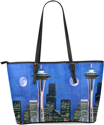 Seattle Space Needle Watercolor Leather Tote Bag/large - Vaarungal Munneralam (500x500), Png Download
