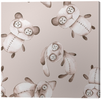 Seamless Pattern With Hand Made Toys - Teddy Bear (400x400), Png Download