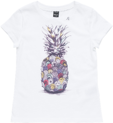 Girls Pineapple Print T Shirt White - Replay & Sons Maglietta, Bianco, 4 Anni (99 - 104 (560x696), Png Download