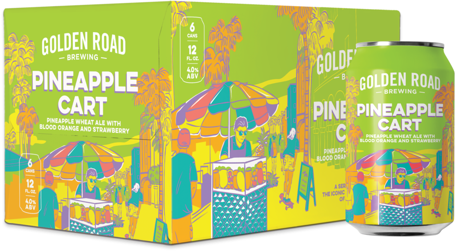 Pineapple Cart - Golden Road Brewing (1000x693), Png Download