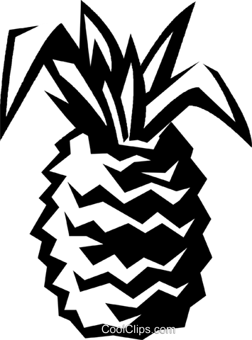 Pineapple Royalty Free Vector Clip Art Illustration - Pineapple Vector Black Png (355x480), Png Download