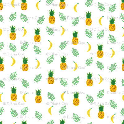 Pineapple Banana White Background - Duvet (400x400), Png Download