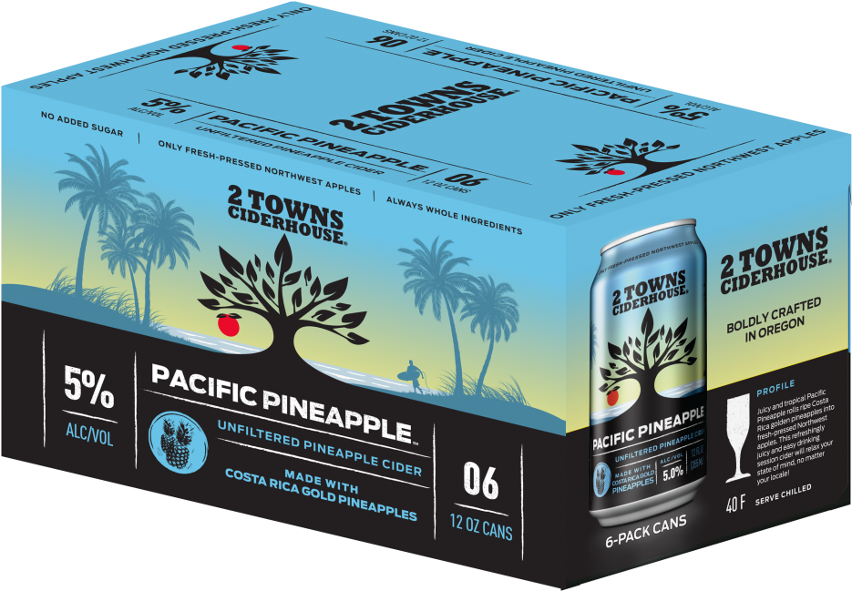Ripe Costa Rican Gold Pineapples Drop In On A Fresh-pressed - 2 Towns Ciderhouse Pacific Pineapple (1024x819), Png Download
