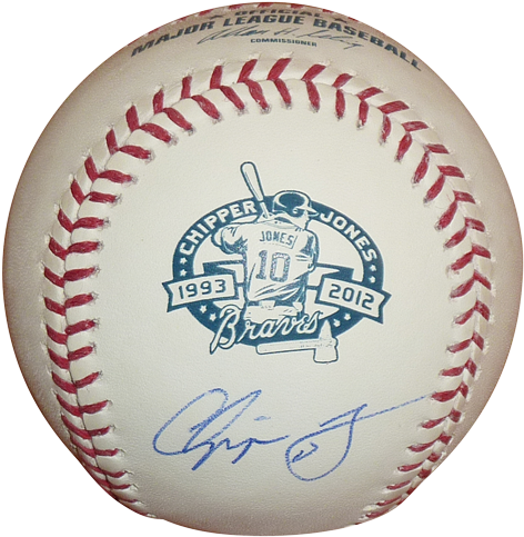Chipper Jones Autographed Atlanta Braves Mlb Baseball - New York Yankees Ball (500x500), Png Download