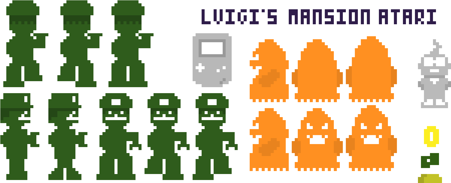 Luigi's Mansion Atari 2600-style Sprites - パックマン (1560x650), Png Download