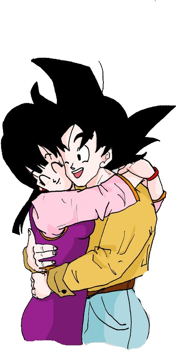 Goku And Chichi Hug By Dbzsisters - Goku And Chichi Png (600x796), Png Download