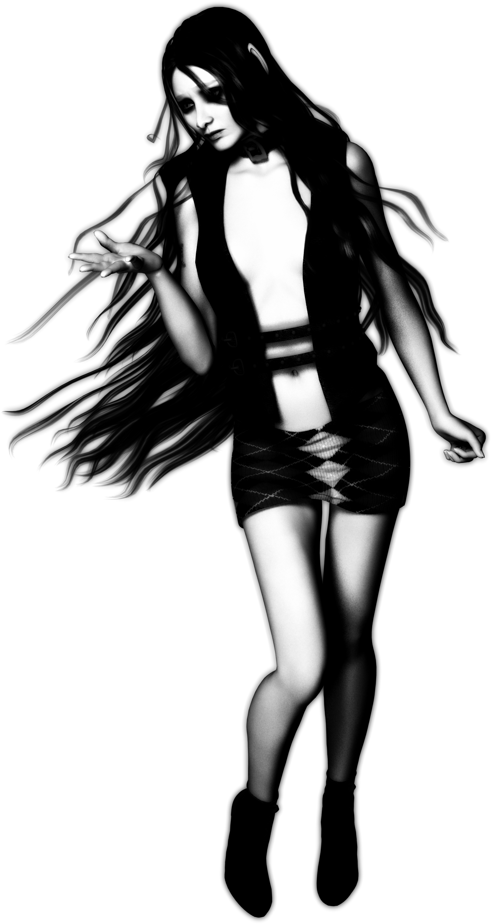 Long Hair Dark Emotions Posing 992108 - Long Hair (2318x3000), Png Download