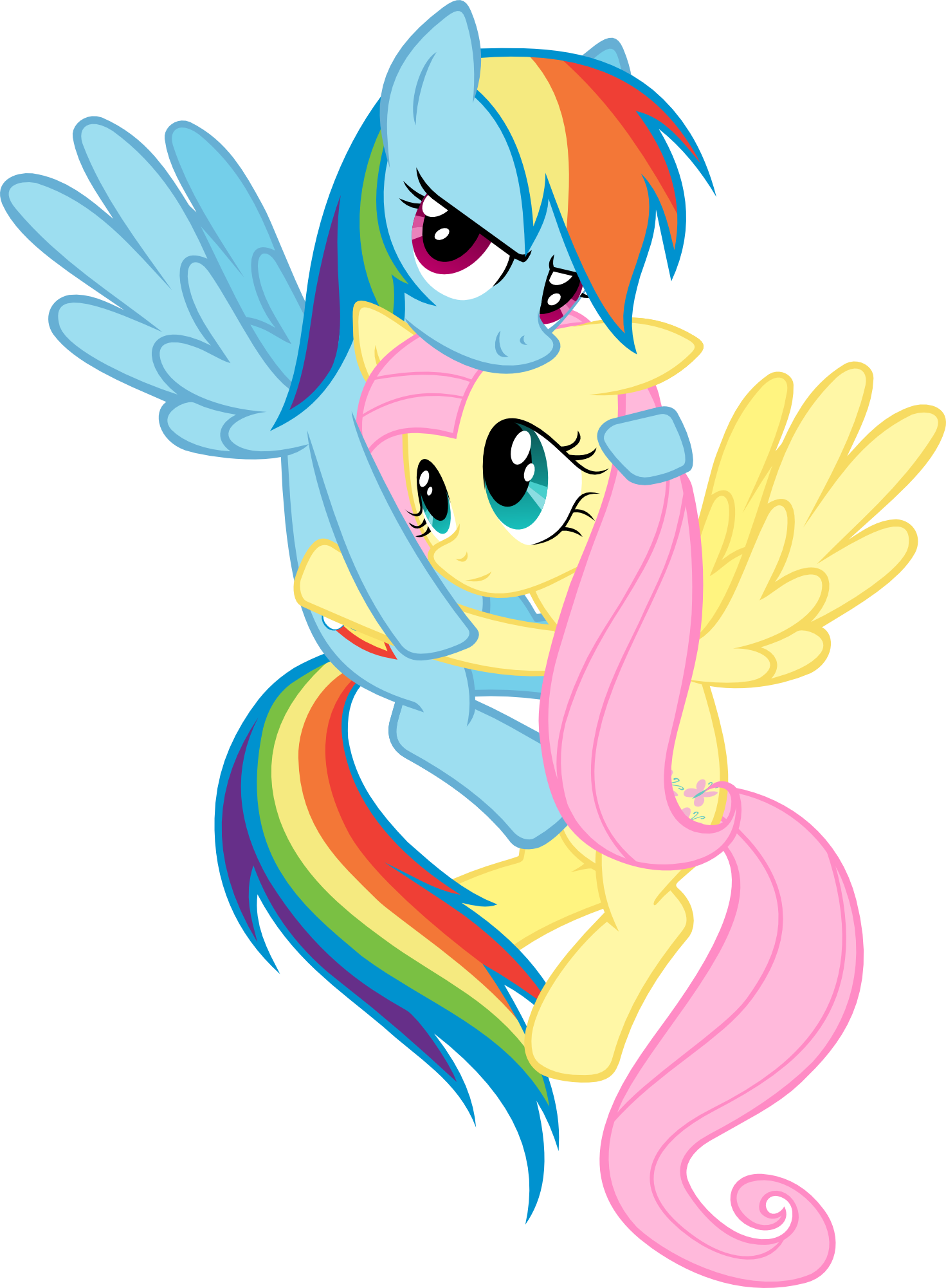 Fanmade Rainbow Dash Hugging Fluttershy - Mlp Rainbow And Fluttershy (753x1024), Png Download