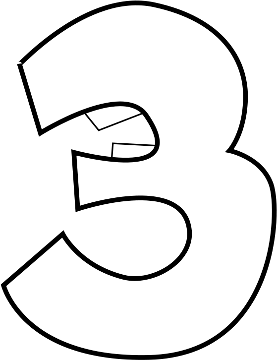 Animal Number Three Lineart Free Vector - Clip Art (566x800), Png Download