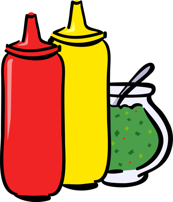 And Relish Condiments Vector Image Illustration Of - Ketchup Mustard And Relish Clipart (600x700), Png Download