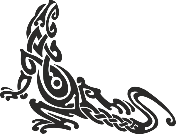 Tribal Lizard Tattoo Wall Clock (600x458), Png Download