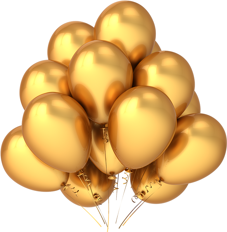 Heart Baloons Png - Gold Birthday Clipart (800x800), Png Download