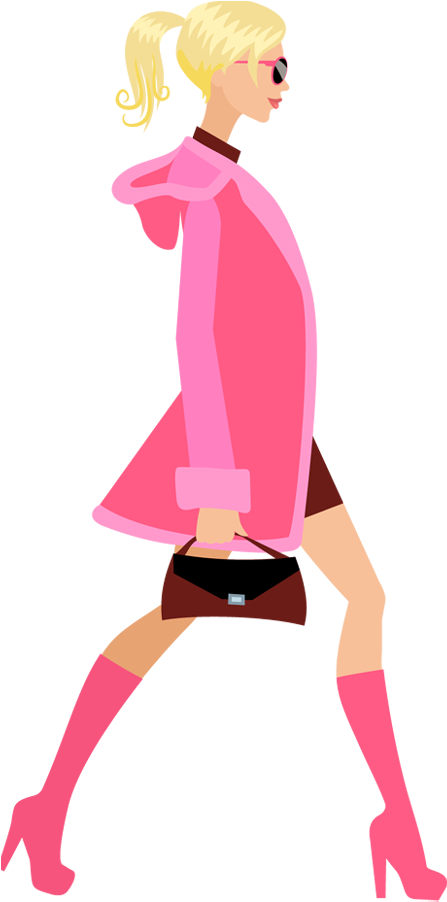 Fashion Shopping Clipart Png - Fashion Girl Cartoon Png (450x910), Png Download