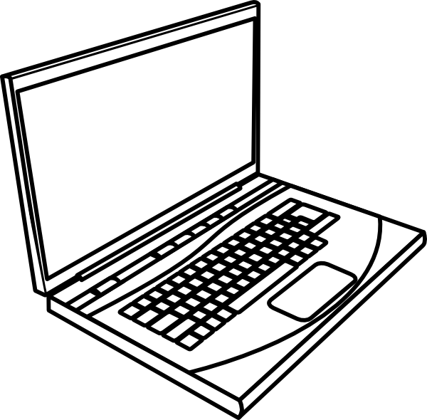 Vector Freeuse Library Laptop Clipart - Laptop Black N White (600x590), Png Download