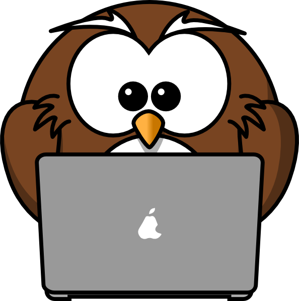 Original Png Clip Art File Owl Using A Laptop Svg Images (594x598), Png Download