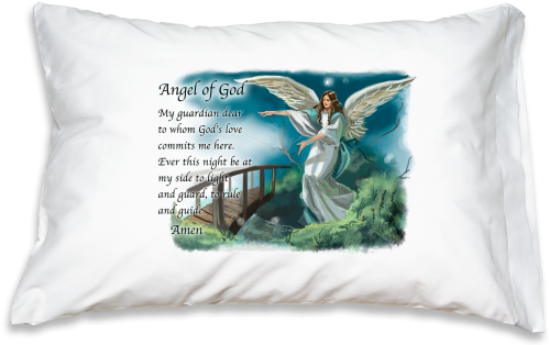 Prayer Pillowcase - Guardian Angel - Catholic Word Guardian Angel Prayer Pillowcase (136-51) (500x320), Png Download