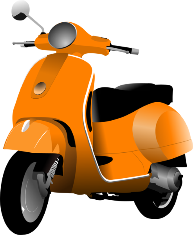 Vector Black And White Download Scooters And - Scooter Clipart Png (640x779), Png Download