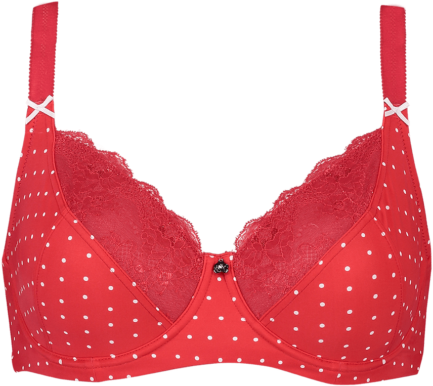Support Dotty Bra Red & Cream Brar04 3011red/whitespot - Red With White Spots Bra (1300x1203), Png Download