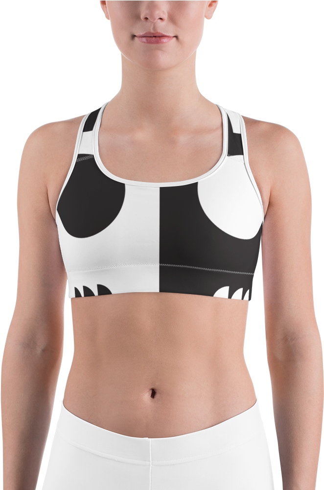 Black And White Circle Design Sports Bra - Bra (1000x1000), Png Download