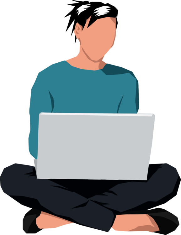 Laptop Manspreading Sitting Can Stock Photo - Sitting Down Clipart Transparent (577x750), Png Download