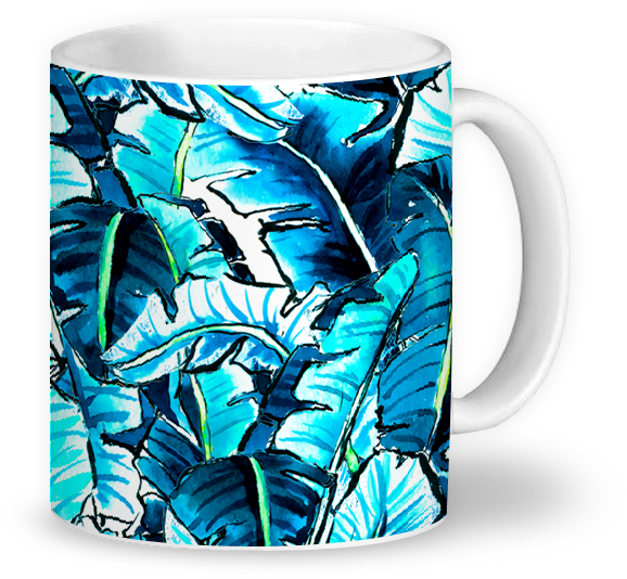 Caneca Watercolor Banana Palm Leaf De Marta Barragán - Watercolor Painting (800x800), Png Download