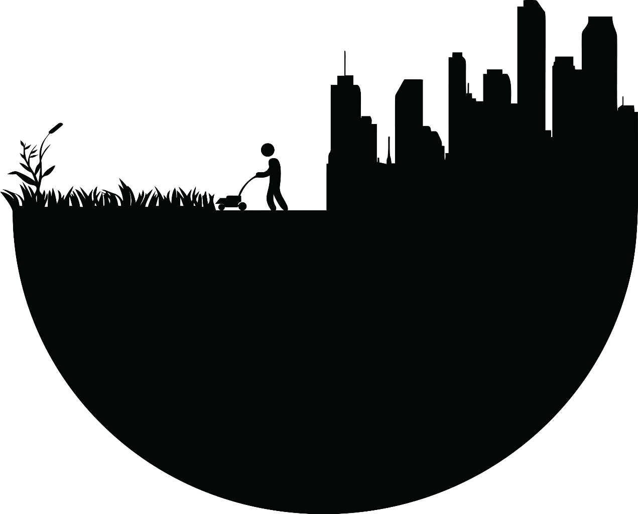 Ftestickers Mowing Doodle City Silhouette - Earth Silhouette (1271x1024), Png Download