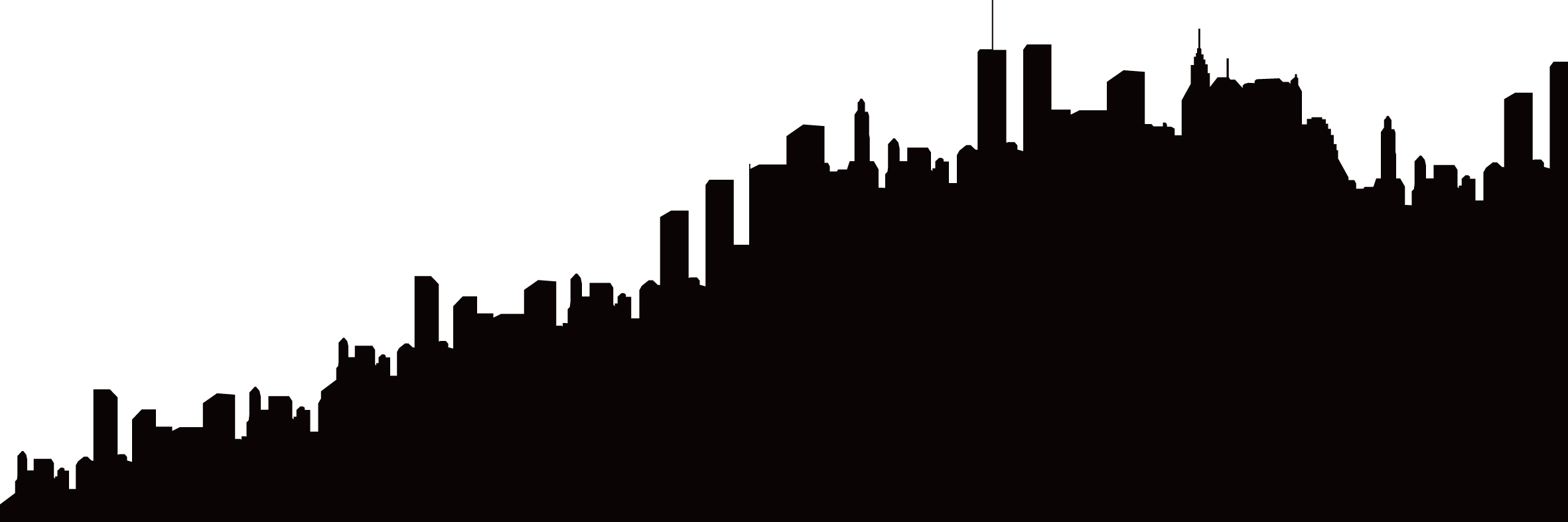 Skyline Transprent Free Download - City Silhouette Skyline (2363x787), Png Download