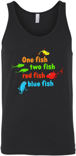Seuss One Fish Two Fish Red Blue Tank Top - Dr Seuss Fish (600x600), Png Download