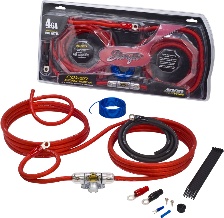 Stinger Usa 4000 Series 4 Gauge Ofc Power Wire Kit - Kicker Amp 2400 (800x773), Png Download