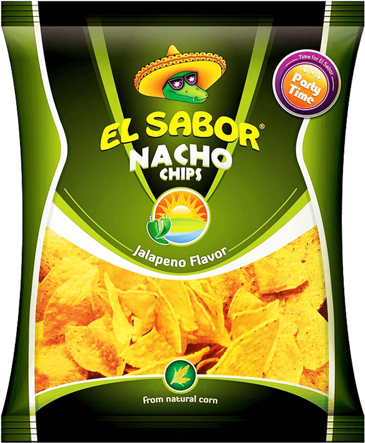 El Sabor Nacho Chips Jalapeno Flavor 225 Gm - El Sabor Nacho Chips (1000x1000), Png Download