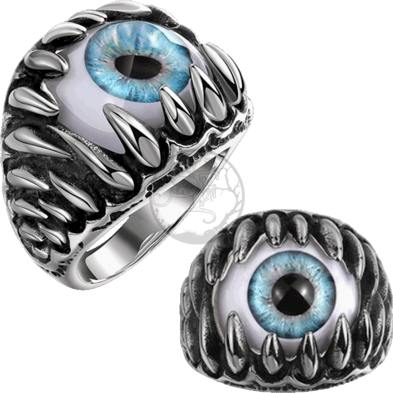Demon Ring Eye 316l Stainless Steel Biker Maya - Evil Mens Wedding Band (800x800), Png Download