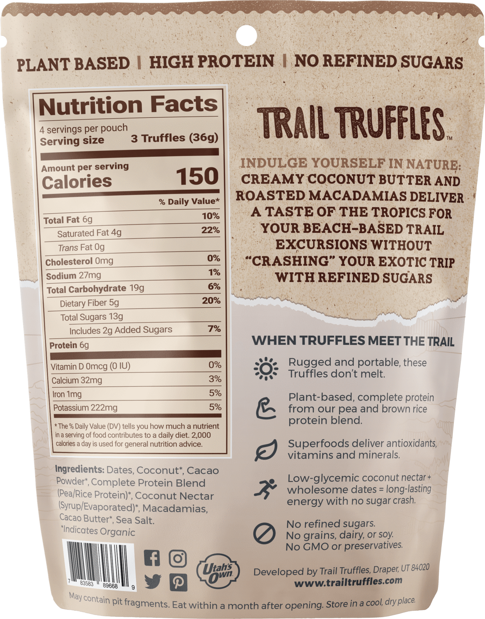 Trail Truffle Variety Pack - Nutrition Facts Label (1605x2048), Png Download