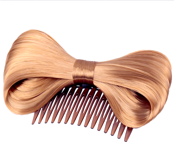 Bow Hair Extension Bowknot Brown Comb Clip Fashion - Artificial Hair Integrations (600x600), Png Download
