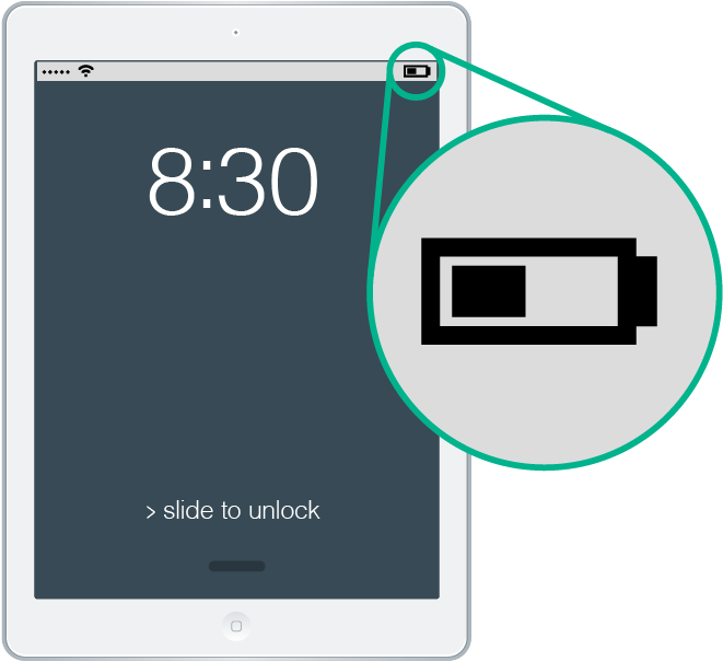 A Battery Power Symbol Highlighted On Tablet - アイス クリーム イラスト (1100x800), Png Download