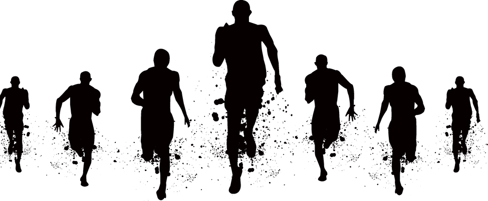 Sport Png Images - Silhouette Of People Running (974x402), Png Download