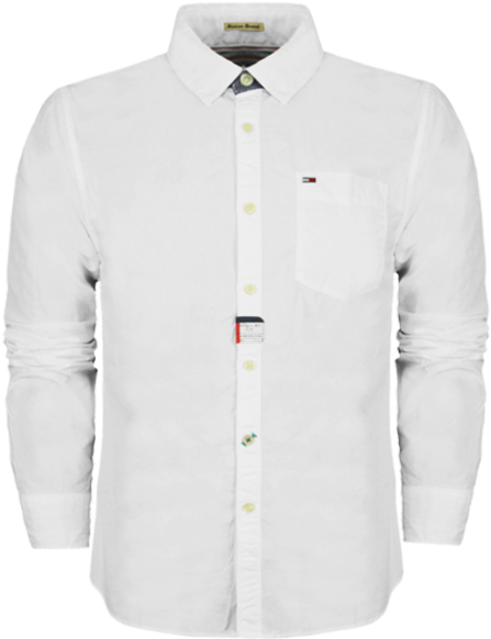 ~hilfiger Denim White Long Sleeves Shirt - Trachtenhemd Herren Weiß Stickerei (600x600), Png Download