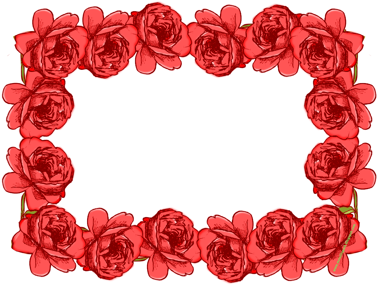 Free Digital Bright Flower Frame Png And Journaling - กรอบ กุหลาบ Png (1390x975), Png Download
