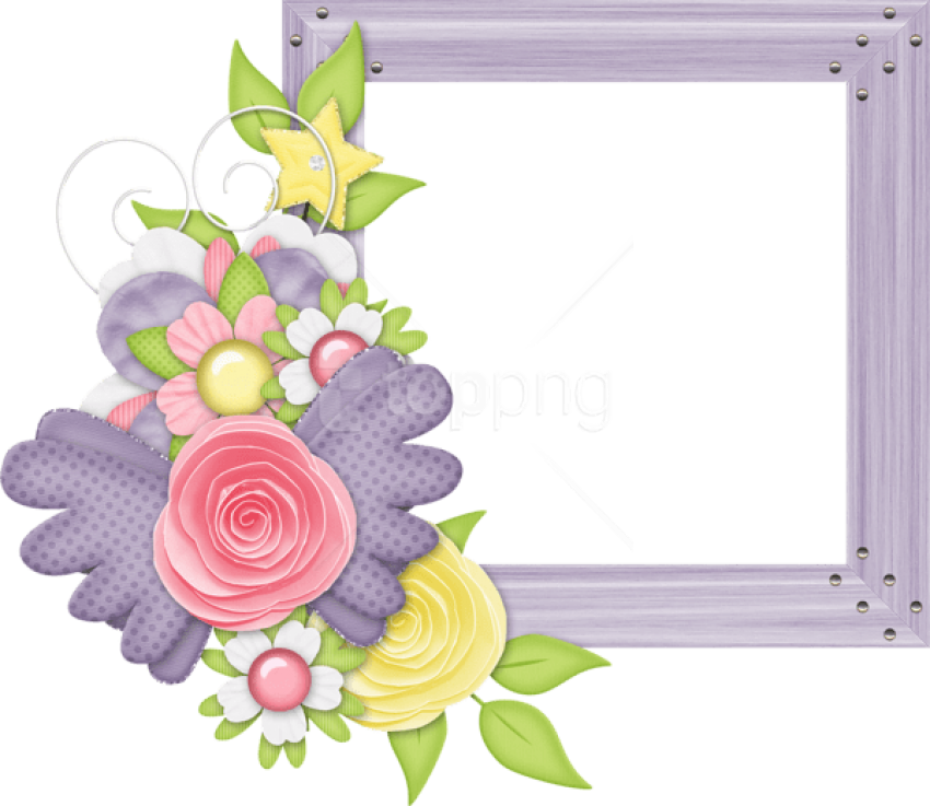 Free Png Best Stock Photos Cute Large Design Purple - Cute Flower Frame Png (850x737), Png Download