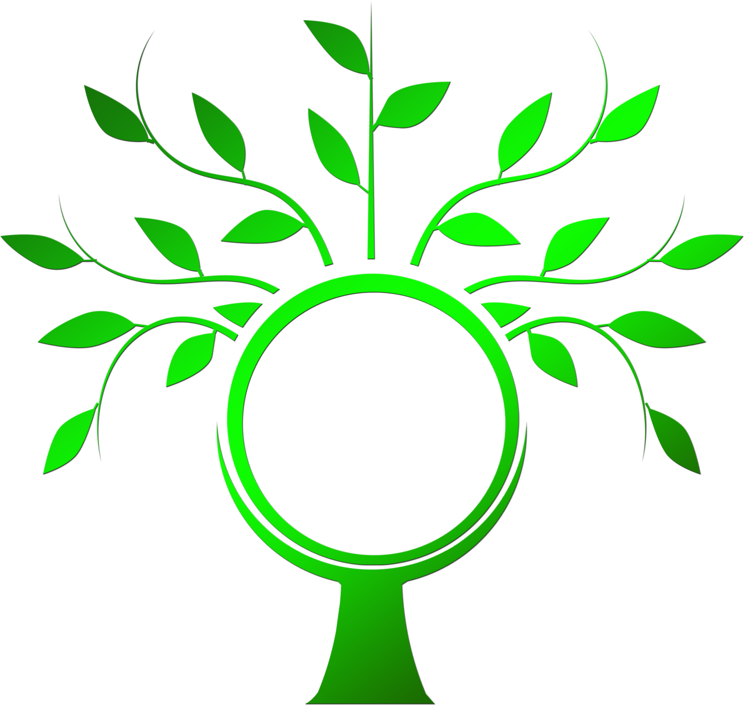 Green Tree Silhouette Inside With The Globe - Poleras Para Reuniones Familiares (2500x2500), Png Download