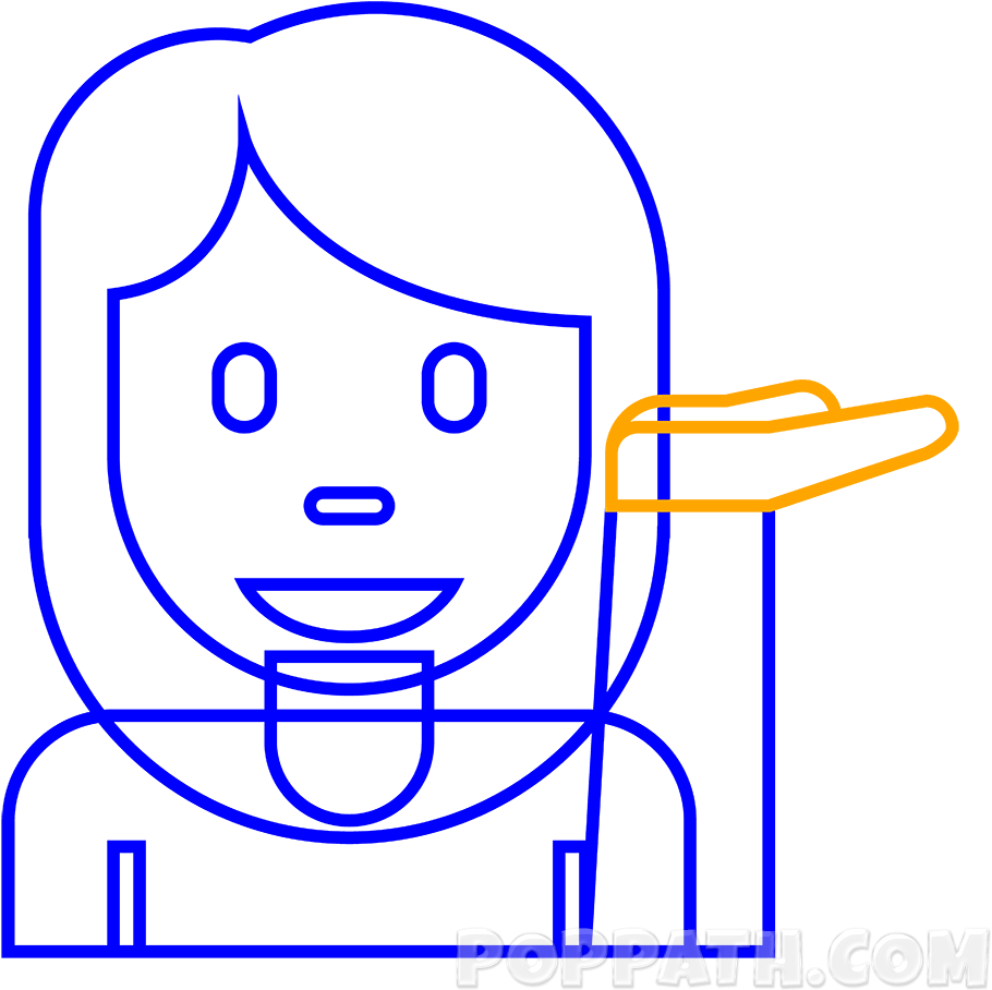 Finish Up The Emoji By Drawing Her Hand As Shown - Line Art (1000x1000), Png Download