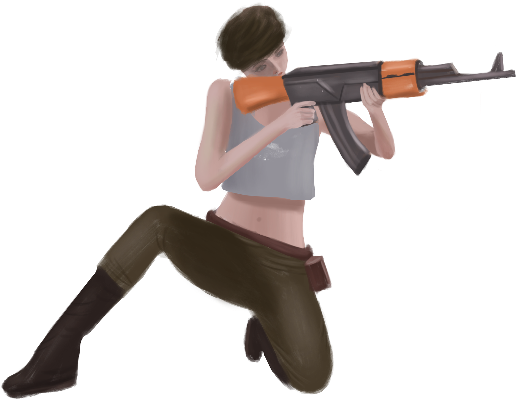 手繪吃雞少女女孩人物圖片素材psd - Airsoft Gun (2000x2000), Png Download