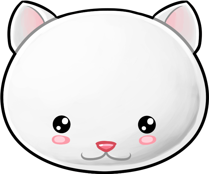 White Cat - Cartoon (800x800), Png Download