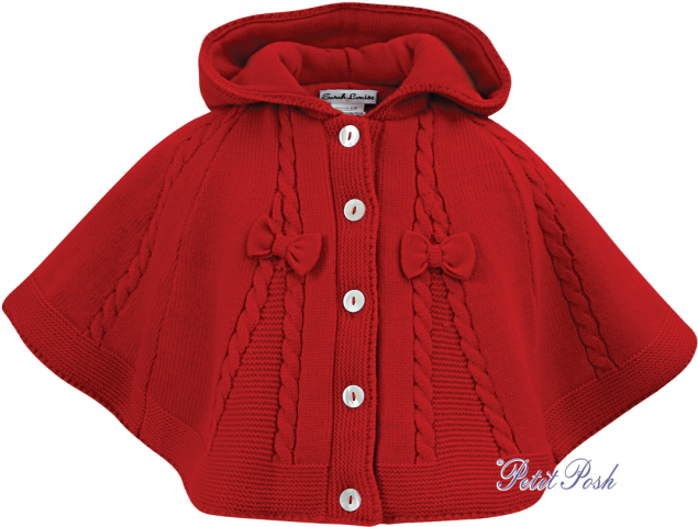 Red Poncho Girls Cape - Cardigan (650x520), Png Download