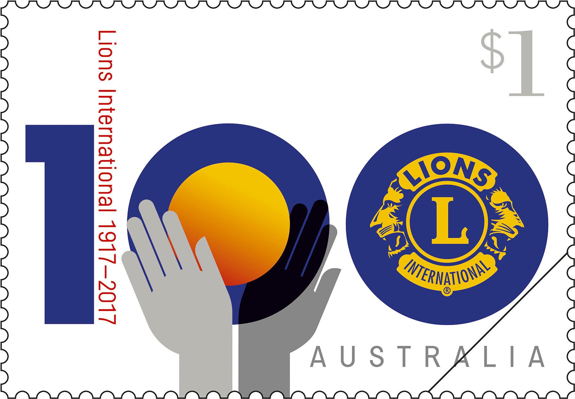 Centenary Of Lions Clubs International Stamp - Lions Club International (2400x1350), Png Download
