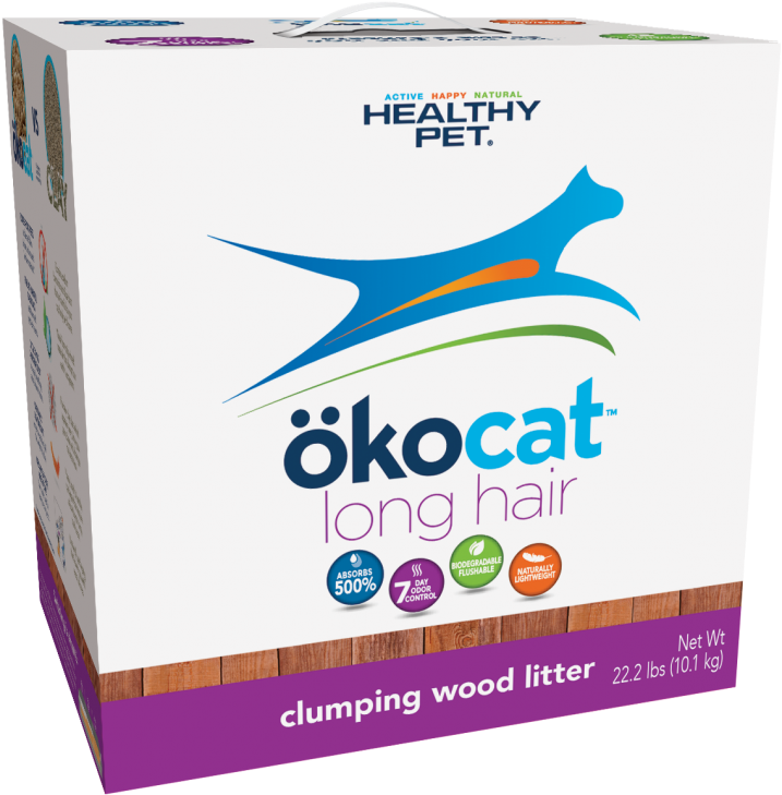 Natural Wood Clumping Cat Litter For Long Hair Breeds - Okocat Litter (854x900), Png Download