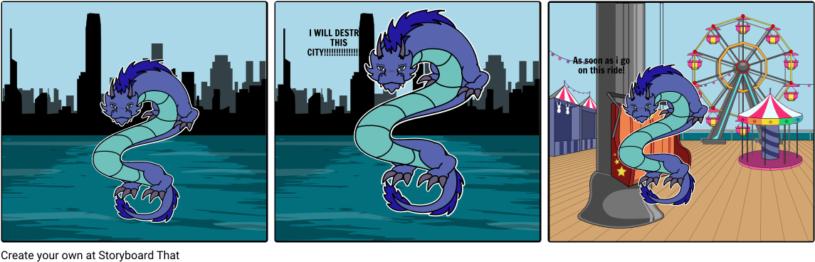 Dragon Vs City - Illustration (1164x385), Png Download