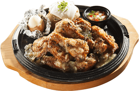 Garlic Roasted Chicken - Karaage (848x380), Png Download