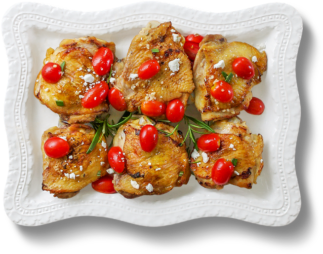 Pan Roasted Chicken Thighs With Tomatoes And Rosemary - Stuffed Peppers (709x758), Png Download