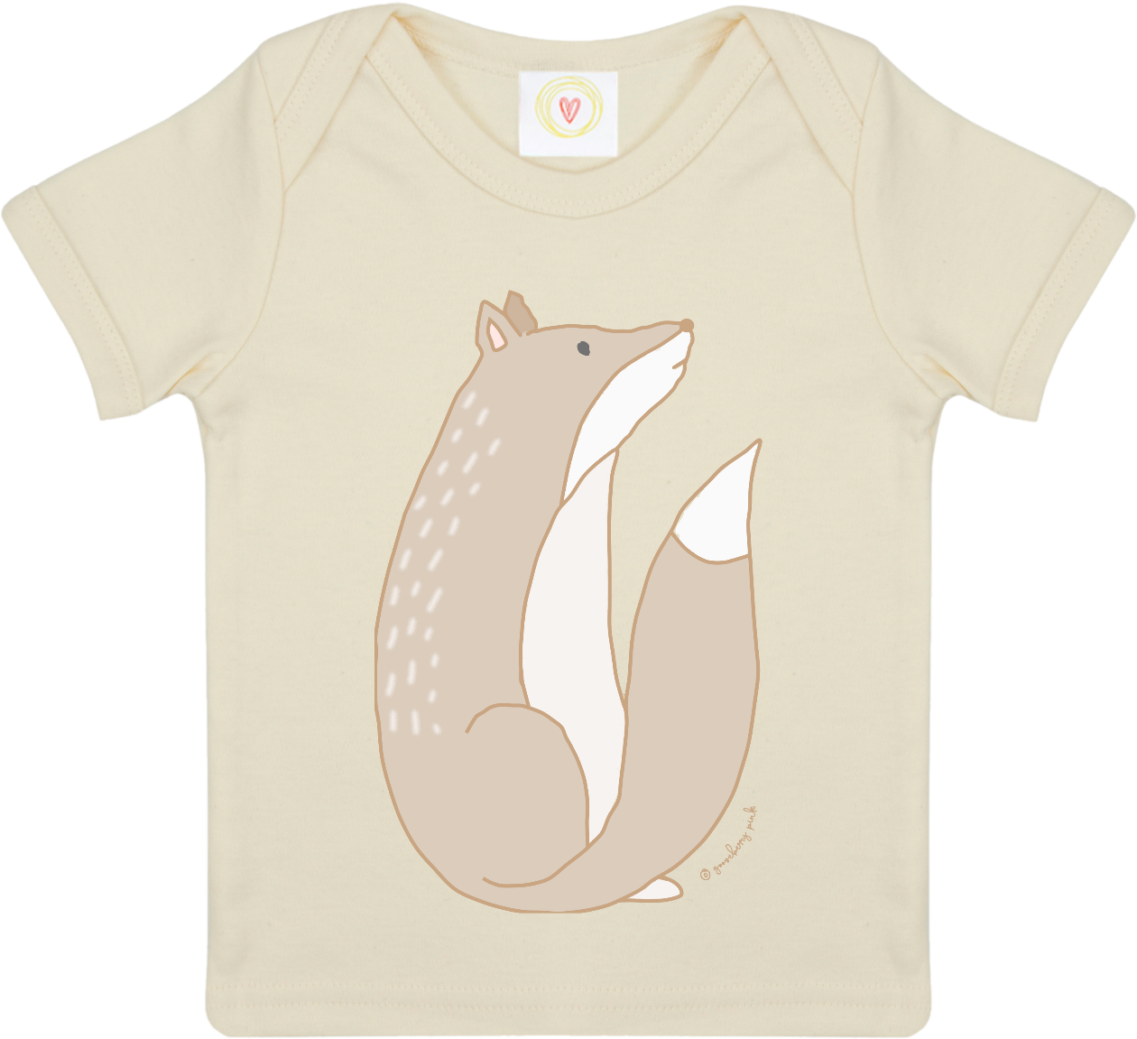 Gooseberry Pink Fox Baby T-shirt In Ecru Organic Cotton - Half Moon Run T Shirt (1500x1500), Png Download